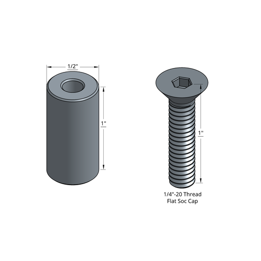 1/2" x 1" SHEAR PIN & 1/4x20 SCREW COMBO (COBRA/RAZOR/PYTHON)